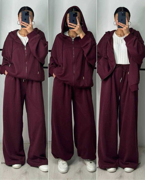 Жіночий спортивний костюм оверсайз двунитка зіп кофта і штани затяжки