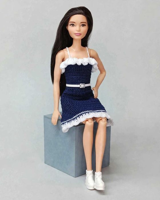 Ubranka dla standardowych lalek Barbie - Sukienka na ramiączkach