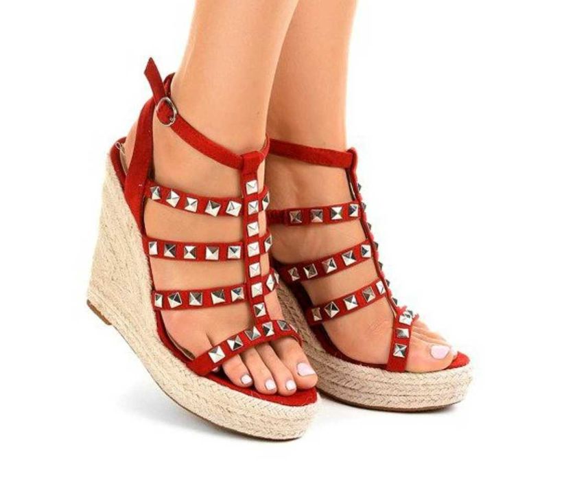 Czerwone espadryle na koturnie rozmiar 40