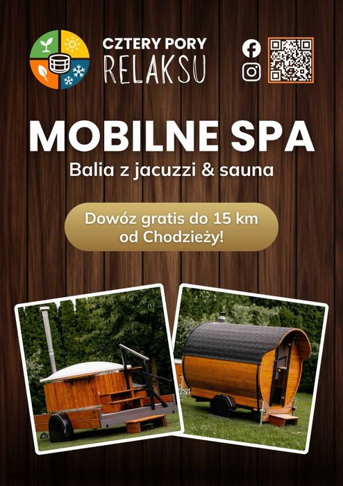 Mobilna Balia Ogrodowa, Sauna, jacuzzi. Wynajem całoroczny!