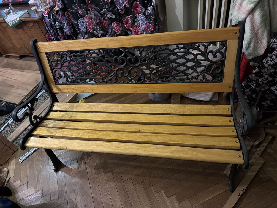 Ława ogrodowa drewaniano metalowa