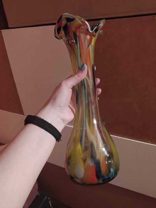 Wazon kolorowe szkło sękacz prl