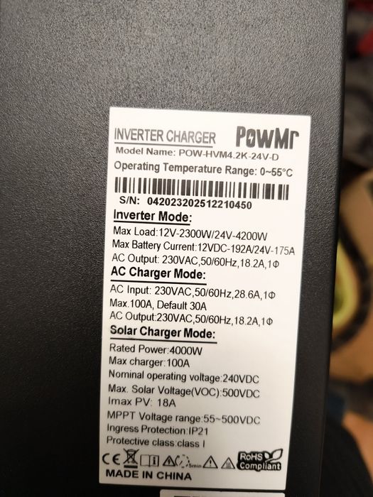 Продам інвертор PowMR 12/24V 4.2kW з WiFi
