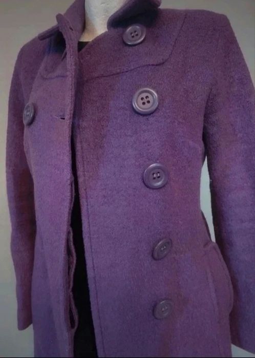 Elegancki płaszcz damski fioletowy Diadema wełna wiskoza