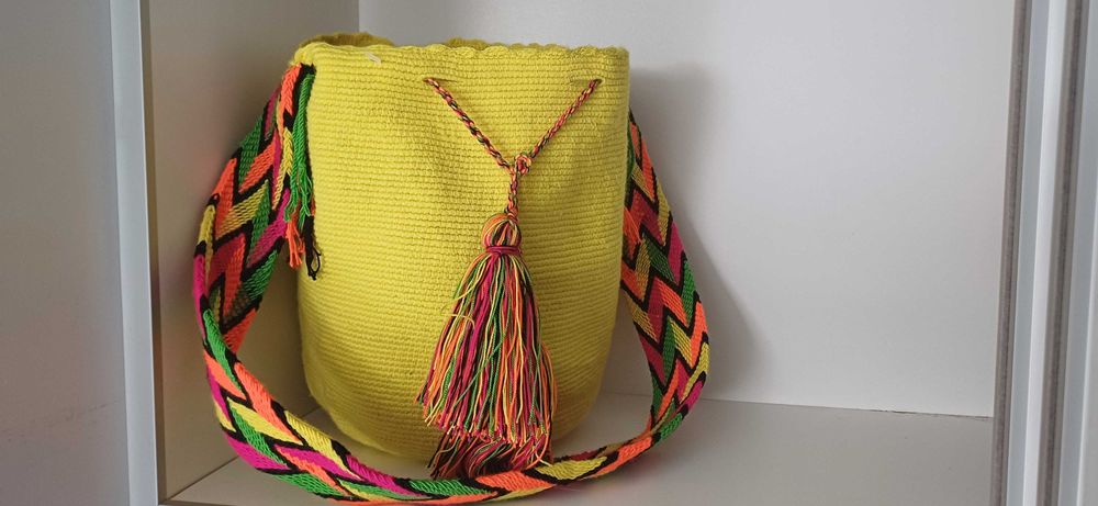 Oryginalna Kolumbijska torebka Wayuu ŻÓŁTA/La Flor de Cali/Boho/Nowa