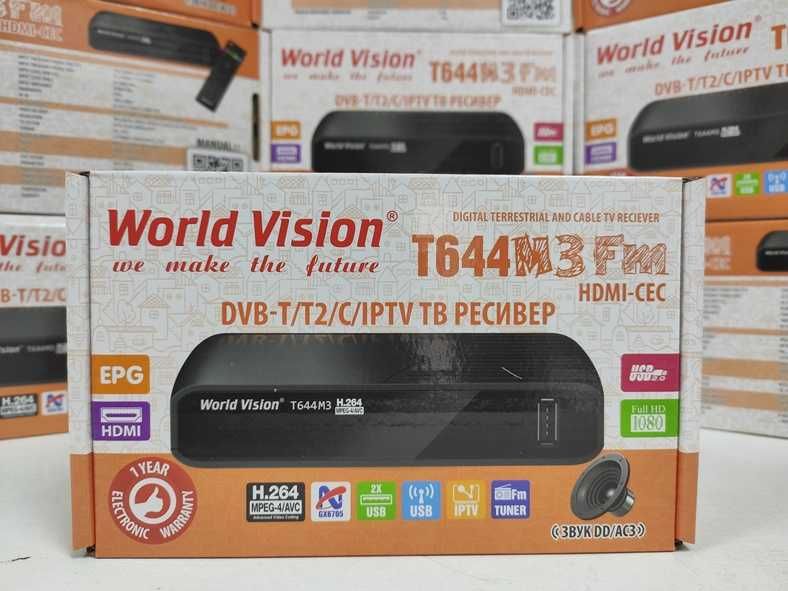 ‼️НОВА‼️Приставка Т2 ресивер тюнер World Vision T624M3 гарантія 12 міс
