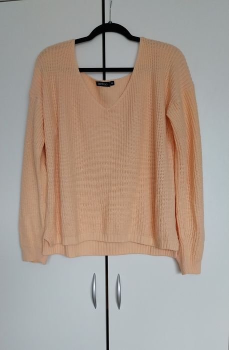 Śliczny brzoskwiniowy sweter oversize Boohoo M-XL 38-42