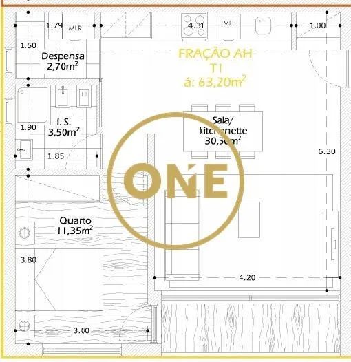 Apartamento T1 em Construção em Calendário