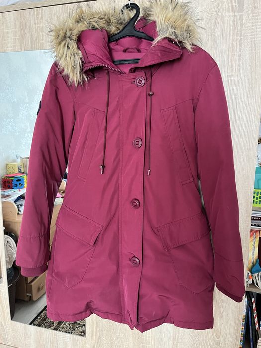 Пуховик куртка пальто жіноча super dry бордова 42-44 розмір