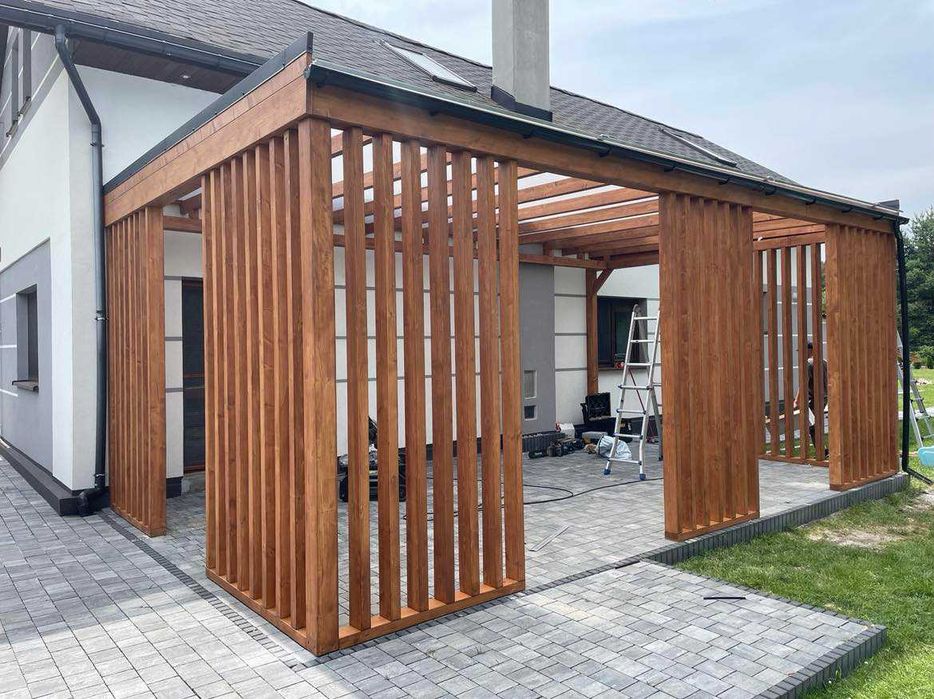Drewniana pergola, zadaszenie tarasu, wiata, altana PRODUCENT