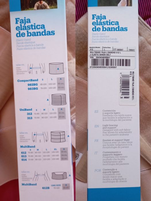Faixa elástica de contenção abdominal sacrolombar com 2 bandas PRIM