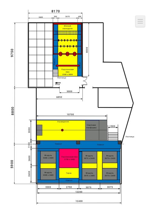 Ігровий комплекс, лабіринт, бутути, скалодром, тарзанка