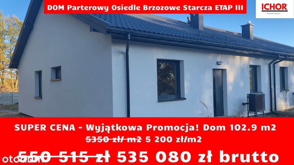 PROMOCJA! Dom parterowy z pompą ciepła | 0% PCC | Starcza