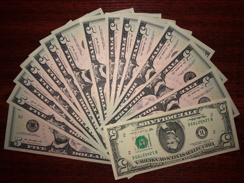 Банкноты 1, 2, 5, 10, 20, 50, 100 долларов