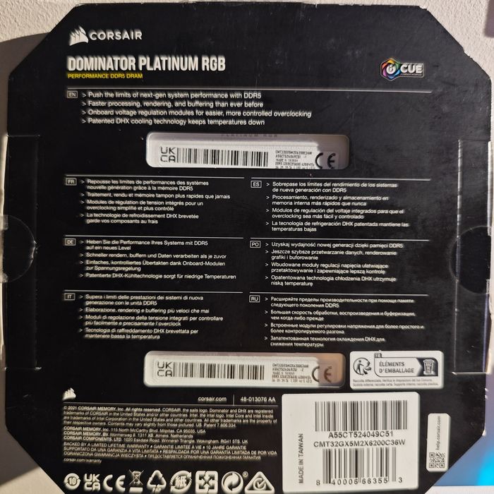 Оперативна память Corsair Dominator Platinum RGB DDR5 2x16Gb 6200Mts