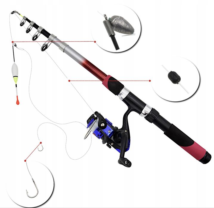 MEGA Zestaw Gotowy Wędkarski Wędka uzbrojony łowienie! GRATISY