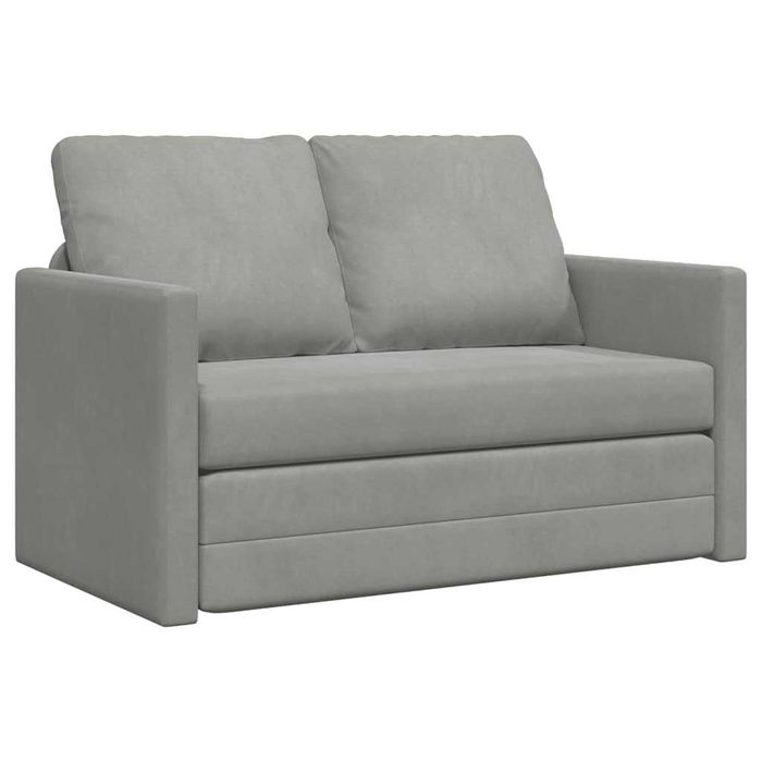 Sofa podłogowa 2-w-1, jasnoszara 122x204x55 cm, aksamit łóżko