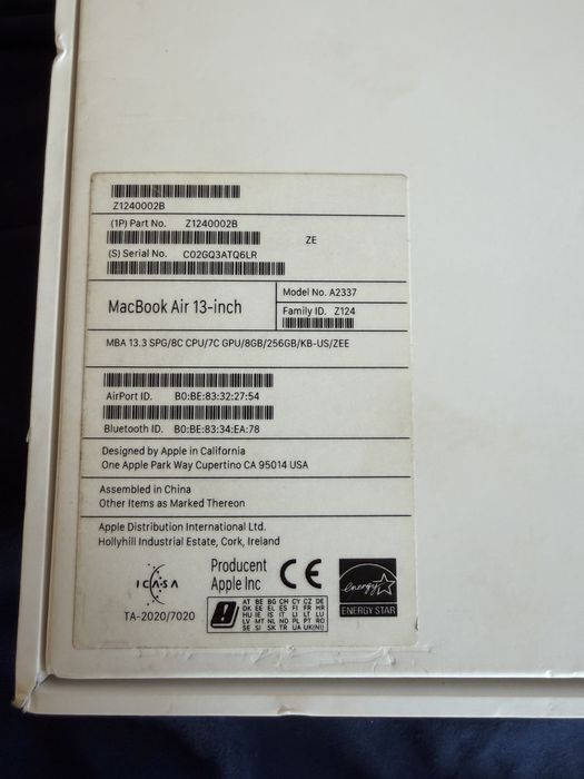 MacBook 13 air 256 gb