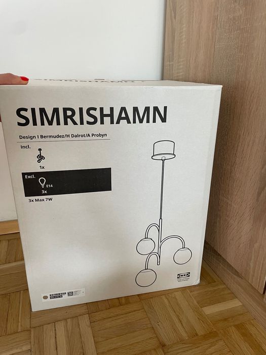 Lampa wisząca IKEA Simrishamn kule 3-ramienna, chrom/opalowa
