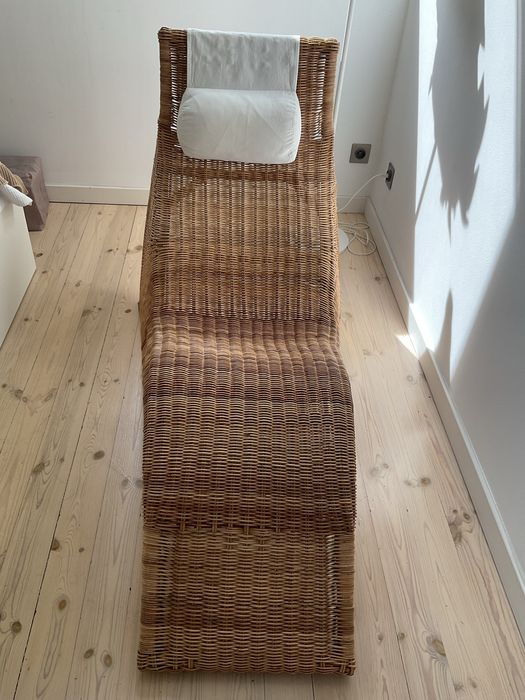 Szezlong leżanka fotel relaks IKEA salon taras ogród boho scandi bambus wiklina