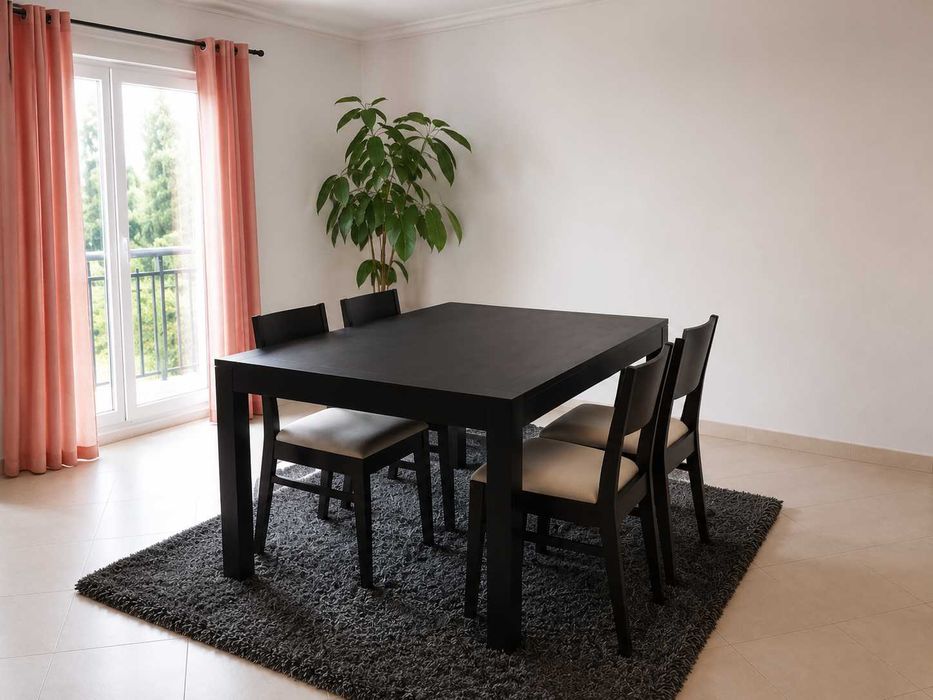 Mesa jantar extensível wengé 160/210 + 4 cadeiras