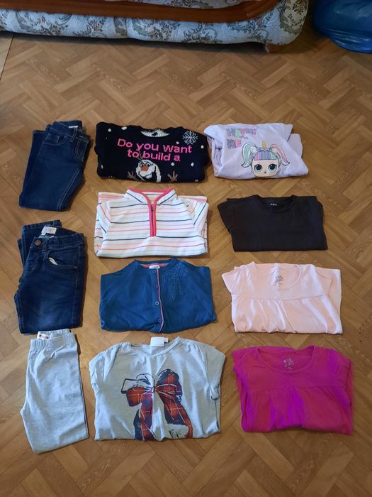 Spodnie,bluzy,bluzki leginsy dla dziewczynki 11 sztuk