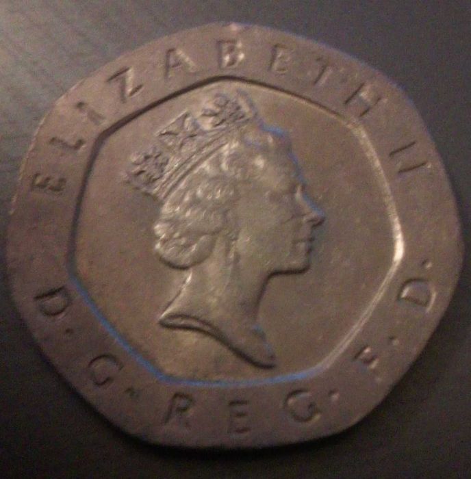 Moeda Inglaterra  20 Pence - 1995
