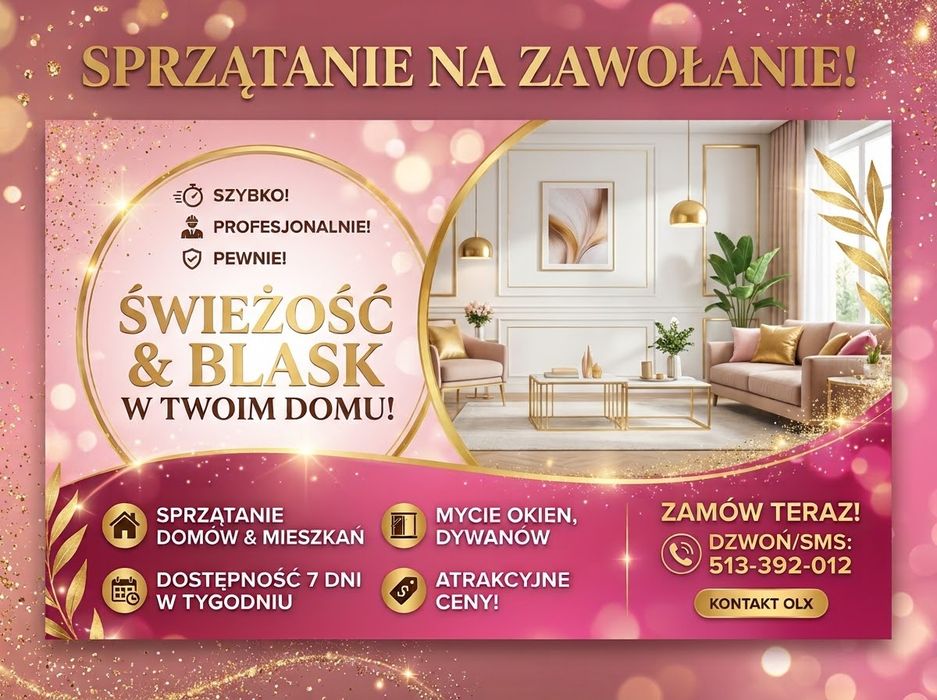 SPRZĄTANIE na zawołanie po wynajmie/remoncie/cykliczne