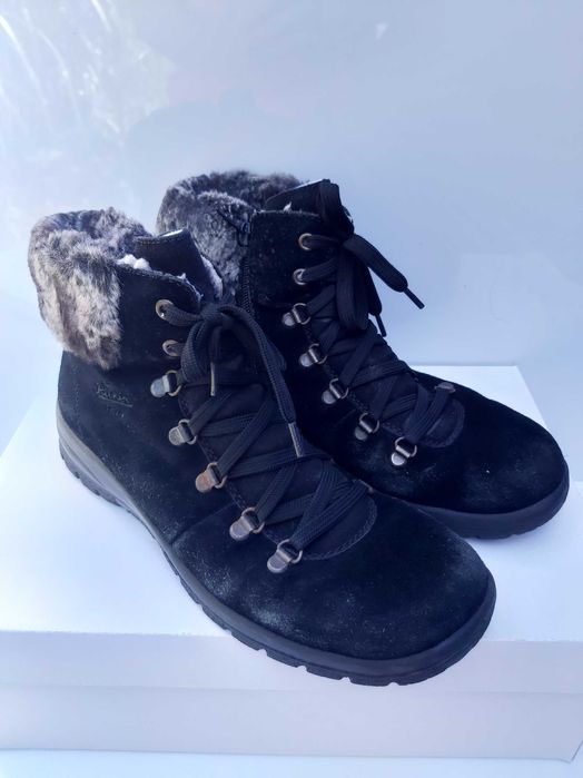 SP Botki ocieplane RIEKER czarne zamszowe oficerki kozaki 41