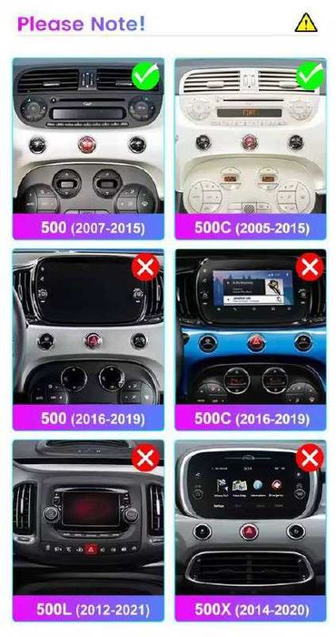 Nowe Radio/Nawigacja ANDROID Fiat 500 (07-15rok 2+32)