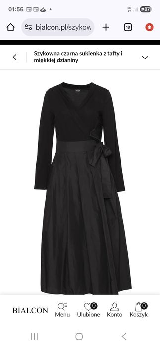 Sprzedam czarną sukienkę z tafty r.44 na uroczyste okazje