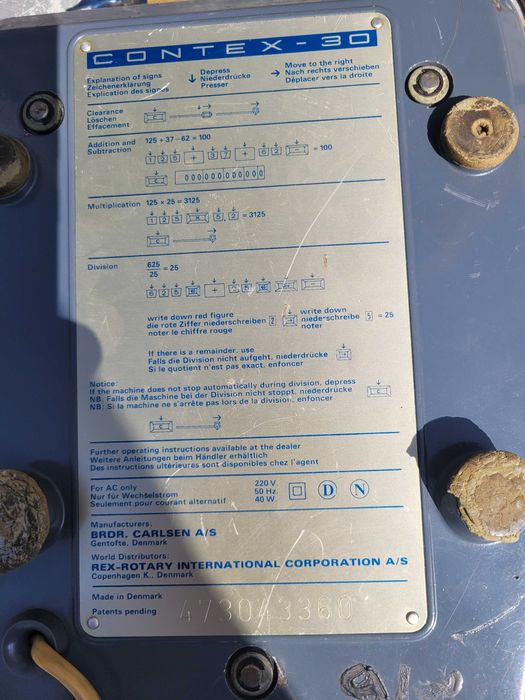 Электромеханический калькулятор CONTEX - 30