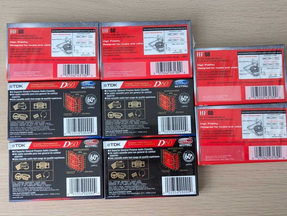 Аудіокасеты аудио кассеты лот 8шт. SONY HF 60, TDK D60
