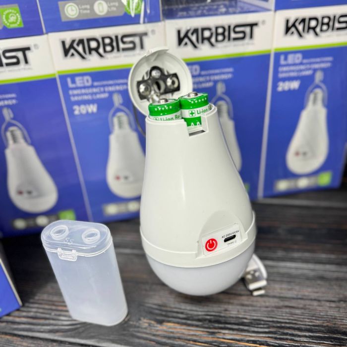 Акумуляторная Лампочка З Тайп Си зарядкою Tipe-C Аварійна 20W 2акб