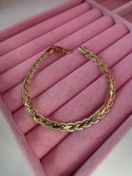 Bransoletka 19 cm stal nierdzewna elegancka pozłacana 18k b301