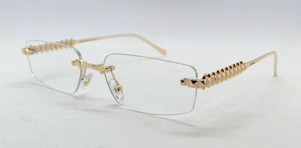 Cartier очки унисекс имиджевые линзы прозрачные в золот металле узкие