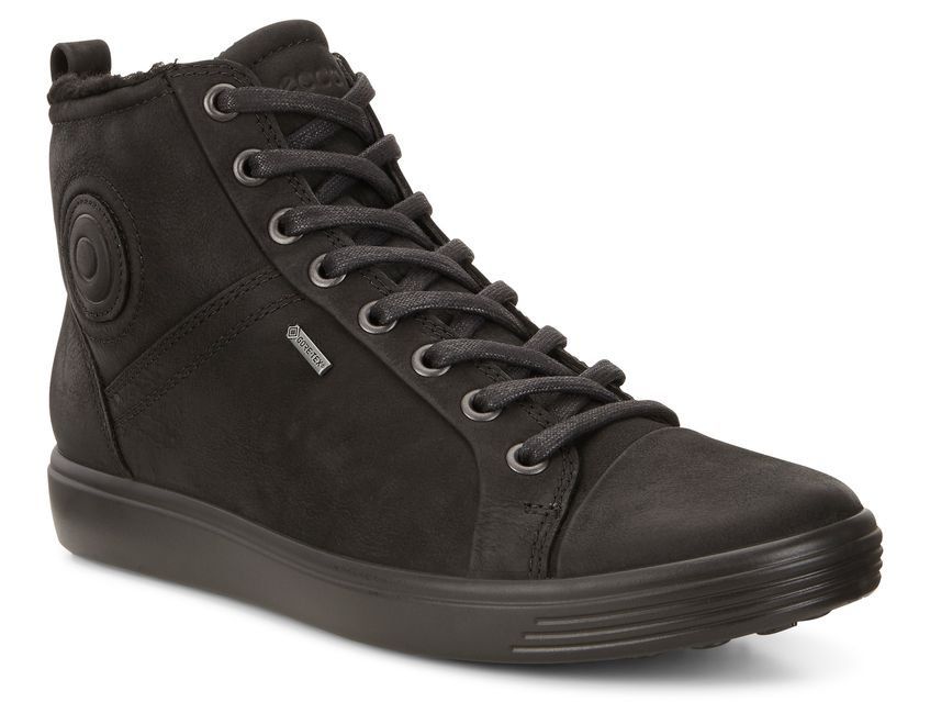 ECCO Półbuty damskie - Soft 7 GTX, ocieplane - r 35 - Czarna skóra