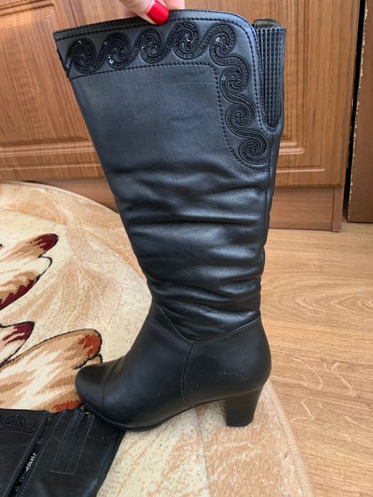 Чоботи жіночі зимові шкіряні на цегейці (сапоги)