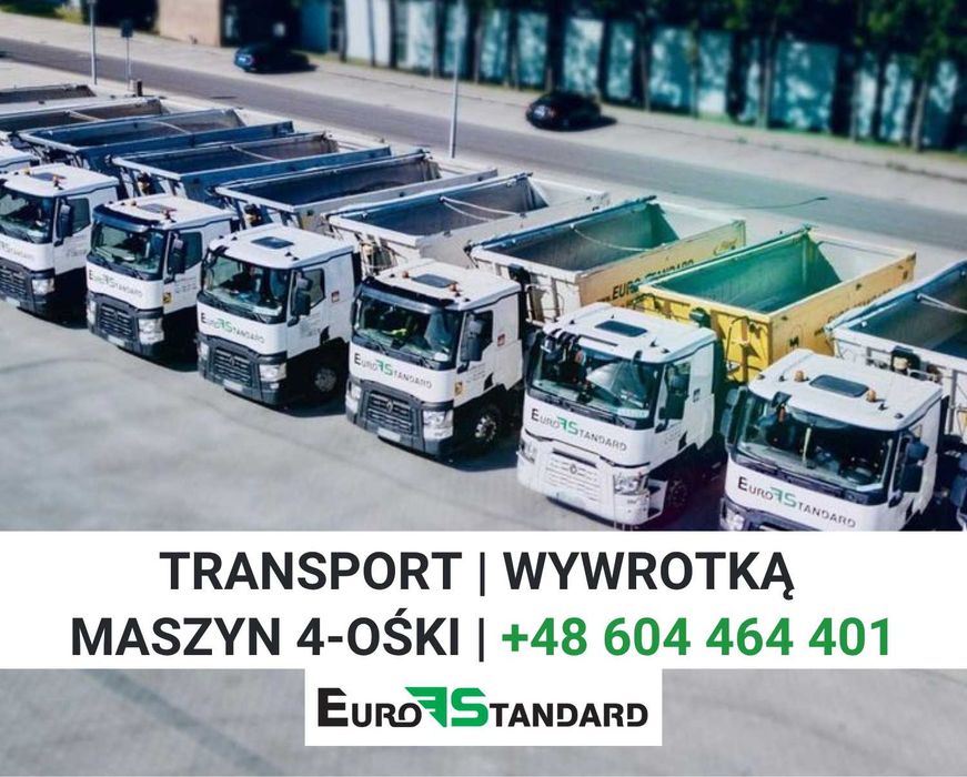 Transport wywrotką, 4-ośki, wanny, niskopodwoziowy, transport maszyn
