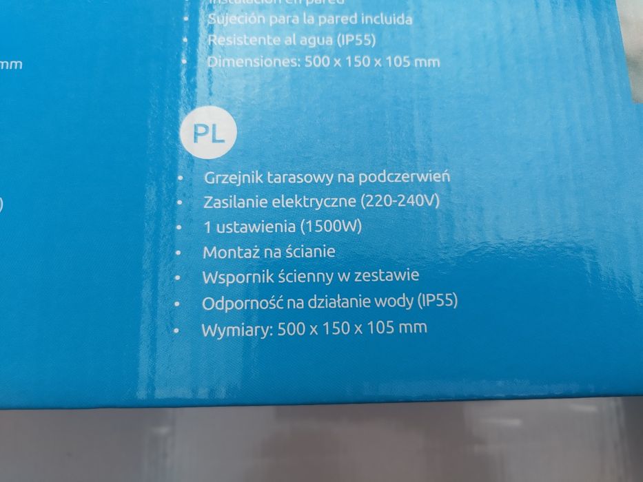 Grzejnik tarasowy na podczerwień 1500w