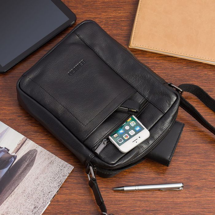 Torba męska skórzana ANTONIO IV - czarna elegancka do pracy modna nowa