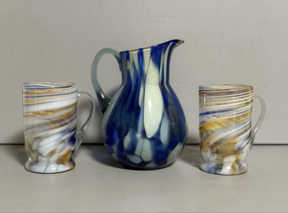 Набір художнього скла: глечик 0,5л + 2 склянки 180мл