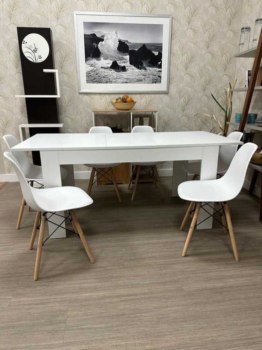 Mesa de jantar branca + 6 cadeiras SÓ 230€