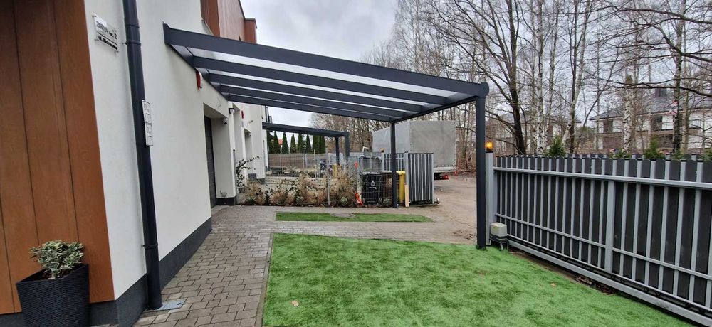 Wiata aluminiowa przyścienna 5x3m Antracyt poliwęglan