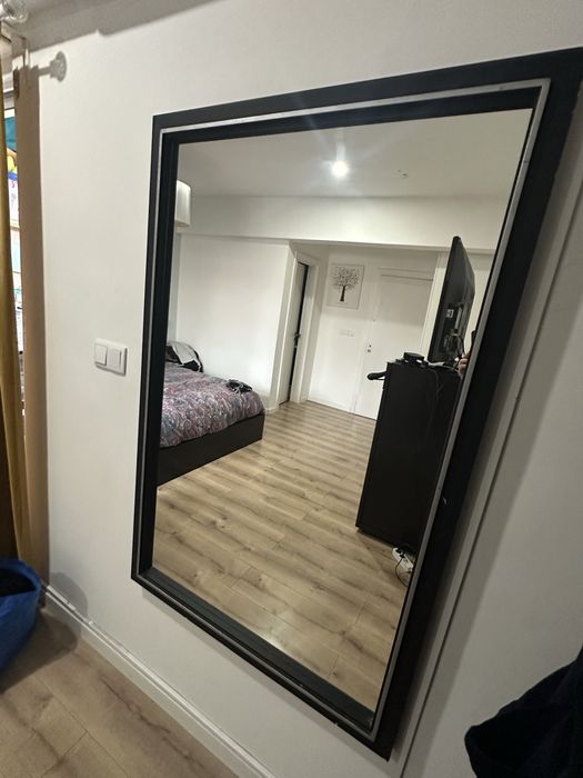 Espelho madeira Preto e Prata