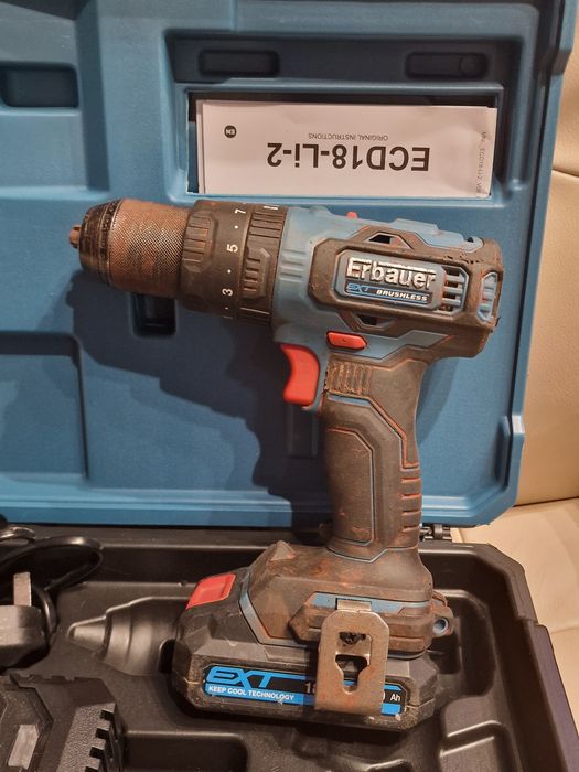Wkrętarka erbauer ECD18-Li-2 aku 2ah ładowarka + zakrętarka EBID18Li