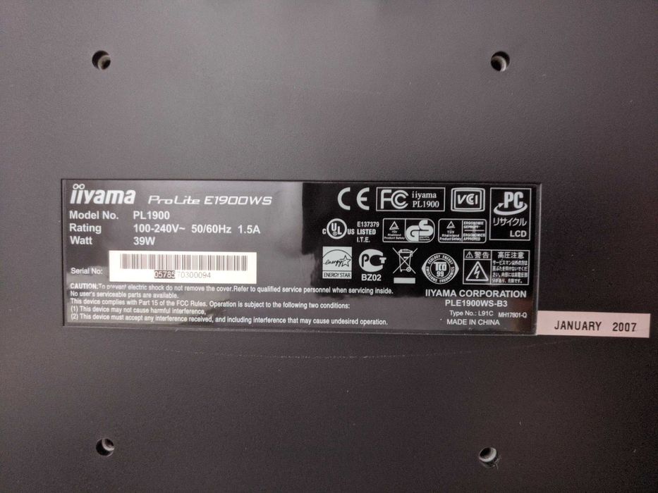 monitor LCD 19" 1400x900 60Hz | iiyama ProLite PLE1900WS-B3 PL1900
