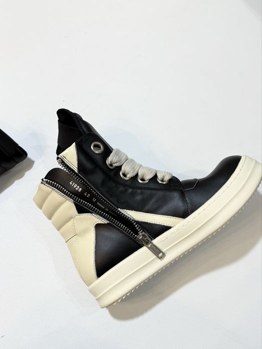 кеды Rick Owens Geobasket Jumbo Lace Black/Milk DRKSHDW Shoes 41 42
