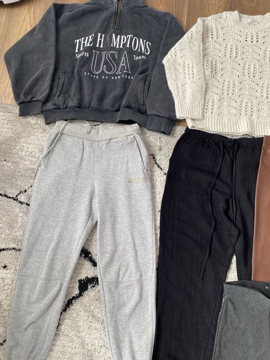 Zestaw spodnie leginsy sweterki xs s zara h&m tommy superdry