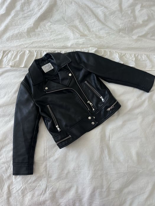 Шкіряна косуха zara kids куртка на дівчинку хлопчика  6-7 років 122 см